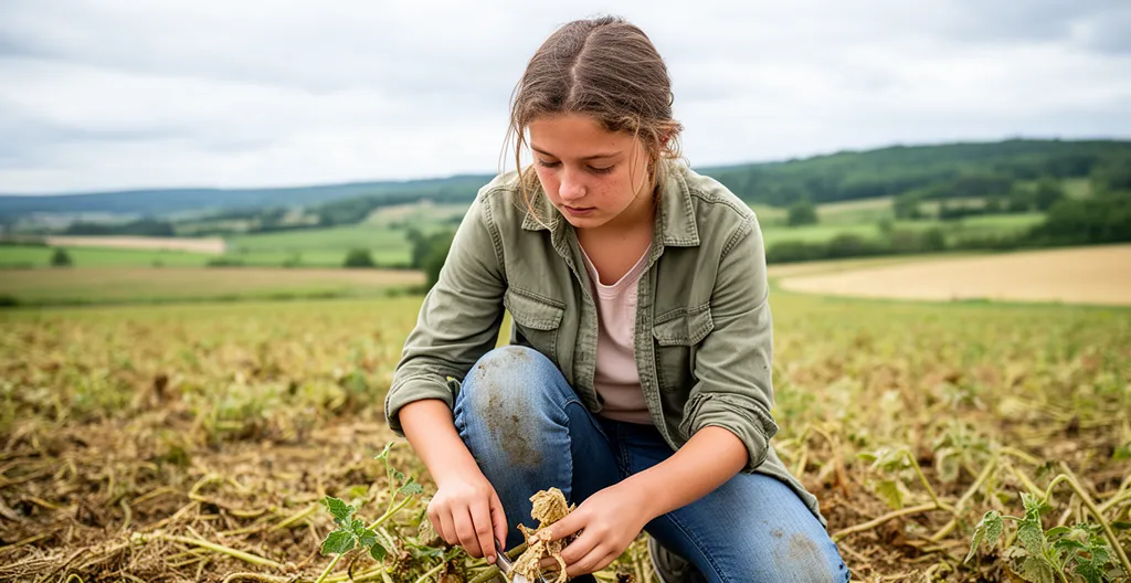 Jeune stagiaire MFR en situation de travail sur une exploitation agricole